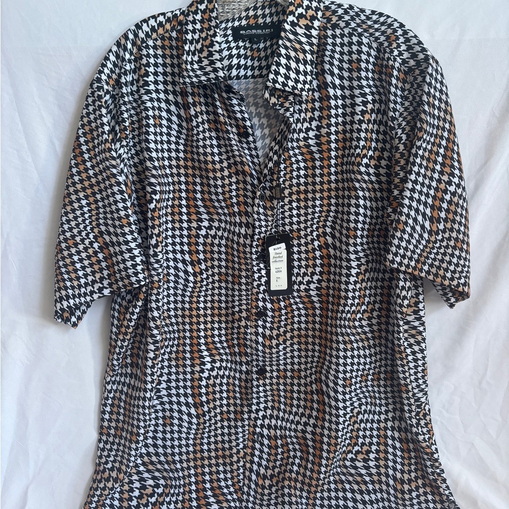 Bassiri sz L Men’s Button Down Shirt Casual Party Rave Festival Beach Top